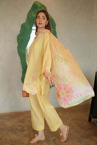 SS26DD-2589  YELLOW PRINTED DUPATTA