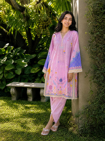 SS26DC-2613 PINK LAWN 2PCS EMBROIDERED KURTA WITH TROUSER