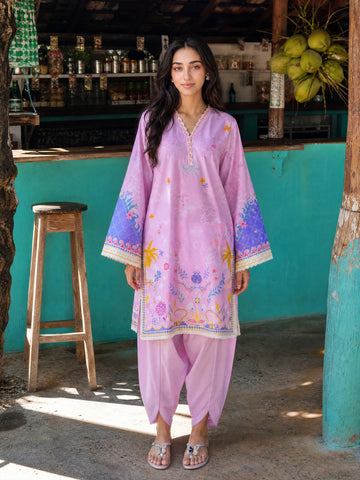 SS26DC-2613 PINK LAWN 2PCS EMBROIDERED KURTA WITH TROUSER