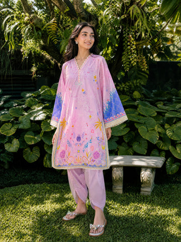 SS26DC-2613 PINK LAWN 2PCS EMBROIDERED KURTA WITH TROUSER