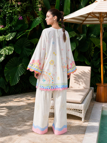 SS26DC-2614 OFF WHITE LAWN 2PCS EMBROIDERED KURTA WITH TROUSER