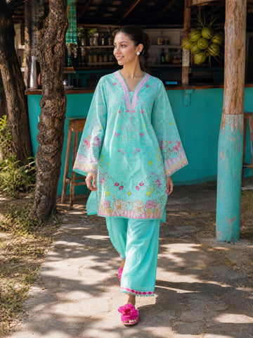 SS26DC-2615 SEA GREEN LAWN 2PCS EMBROIDERED KURTA WITH TROUSER
