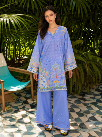 SS26DC-2616 BLUE LAWN 2PCS EMBROIDERED KURTA WITH TROUSER