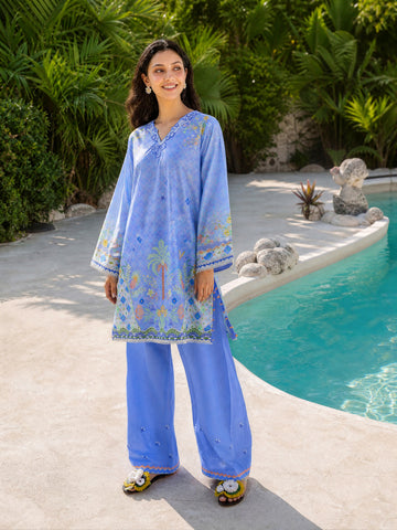 SS26DC-2616 BLUE LAWN 2PCS EMBROIDERED KURTA WITH TROUSER