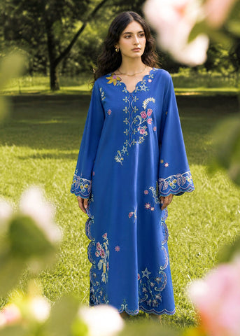 SS26DC-2623 BLUE 2PCS  EMBROIDERED KURTA WITH TROUSER