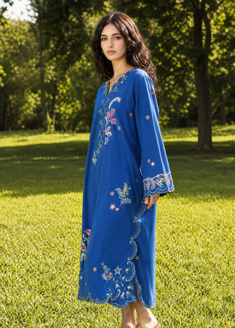 SS26DC-2623 BLUE 2PCS  EMBROIDERED KURTA WITH TROUSER