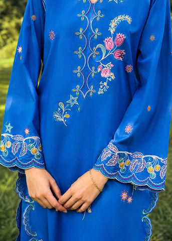 SS26DC-2623 BLUE 2PCS  EMBROIDERED KURTA WITH TROUSER