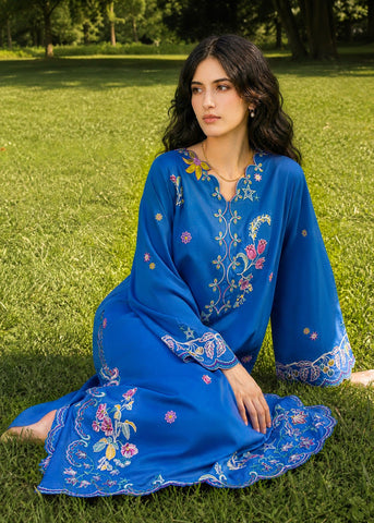 SS26DC-2623 BLUE 2PCS  EMBROIDERED KURTA WITH TROUSER