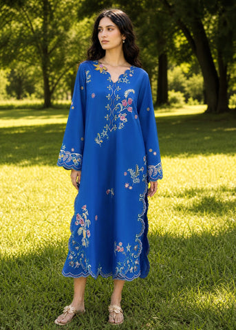 SS26DC-2623 BLUE 2PCS  EMBROIDERED KURTA WITH TROUSER