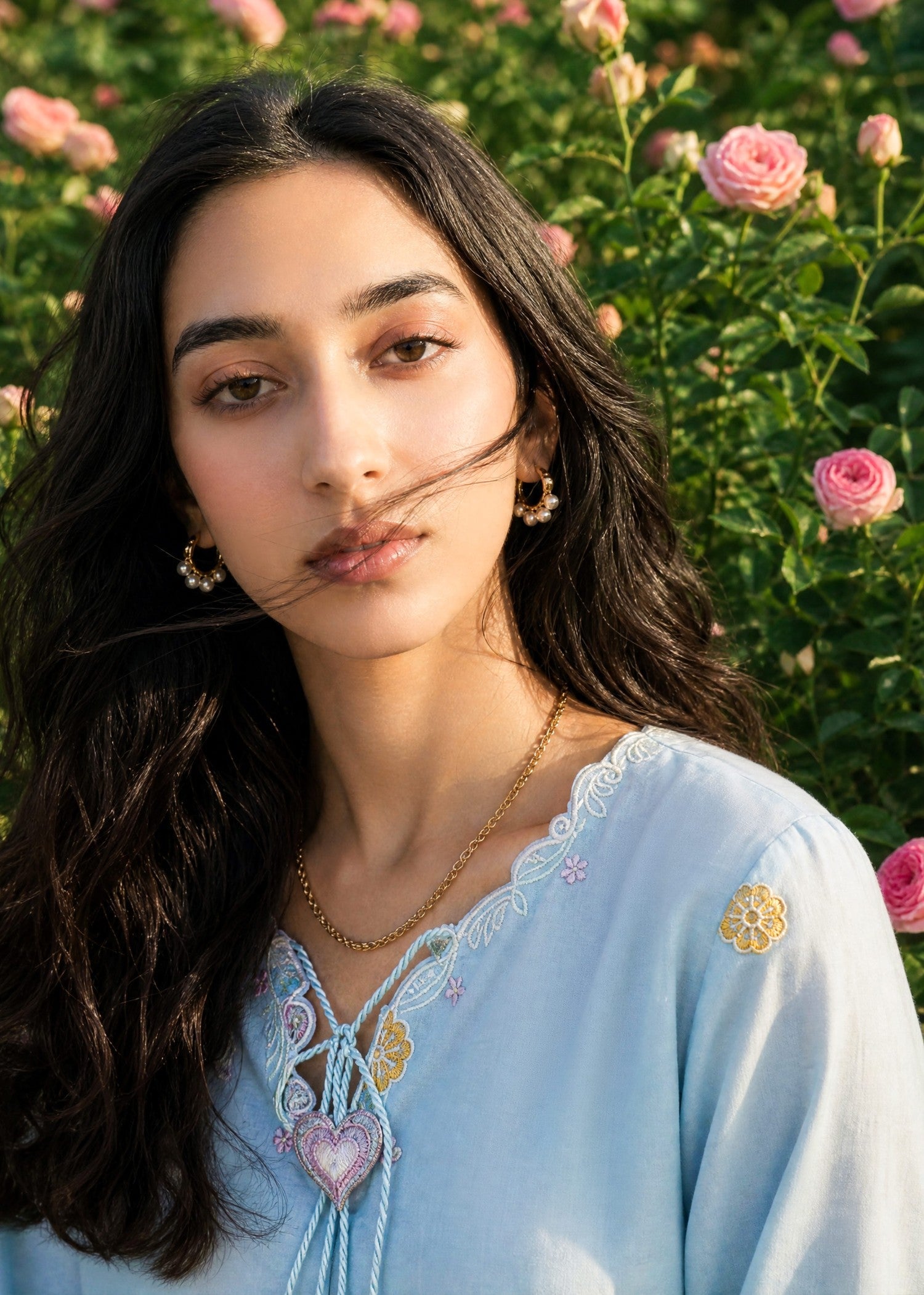 SS26DC-2624 SKY BLUE 2PCS  EMBROIDERED KURTA WITH TROUSER