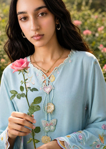 SS26DC-2624 SKY BLUE 2PCS  EMBROIDERED KURTA WITH TROUSER