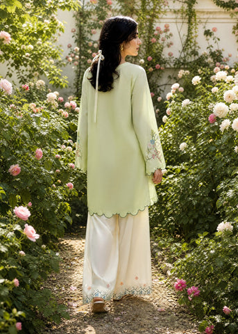 SS26DC-2626 LIGHT GREEN 2PCS  EMBROIDERED KURTA WITH TROUSER