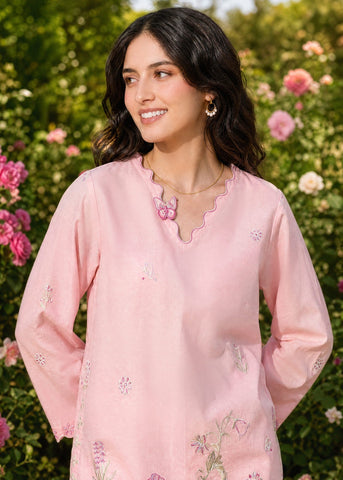 SS26DC-2627 LIGHT PINK 2PCS  EMBROIDERED KURTA WITH TROUSER