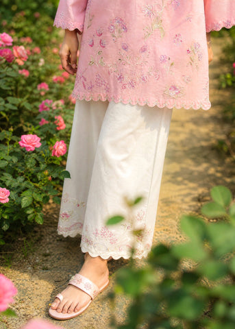 SS26DC-2627 LIGHT PINK 2PCS  EMBROIDERED KURTA WITH TROUSER