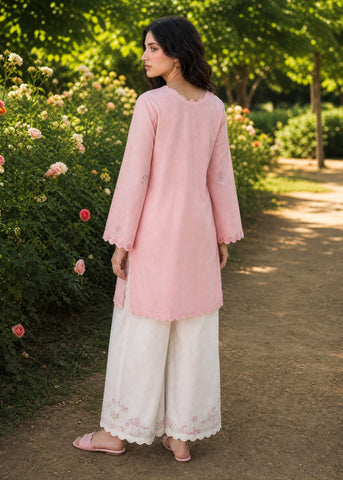 SS26DC-2627 LIGHT PINK 2PCS  EMBROIDERED KURTA WITH TROUSER