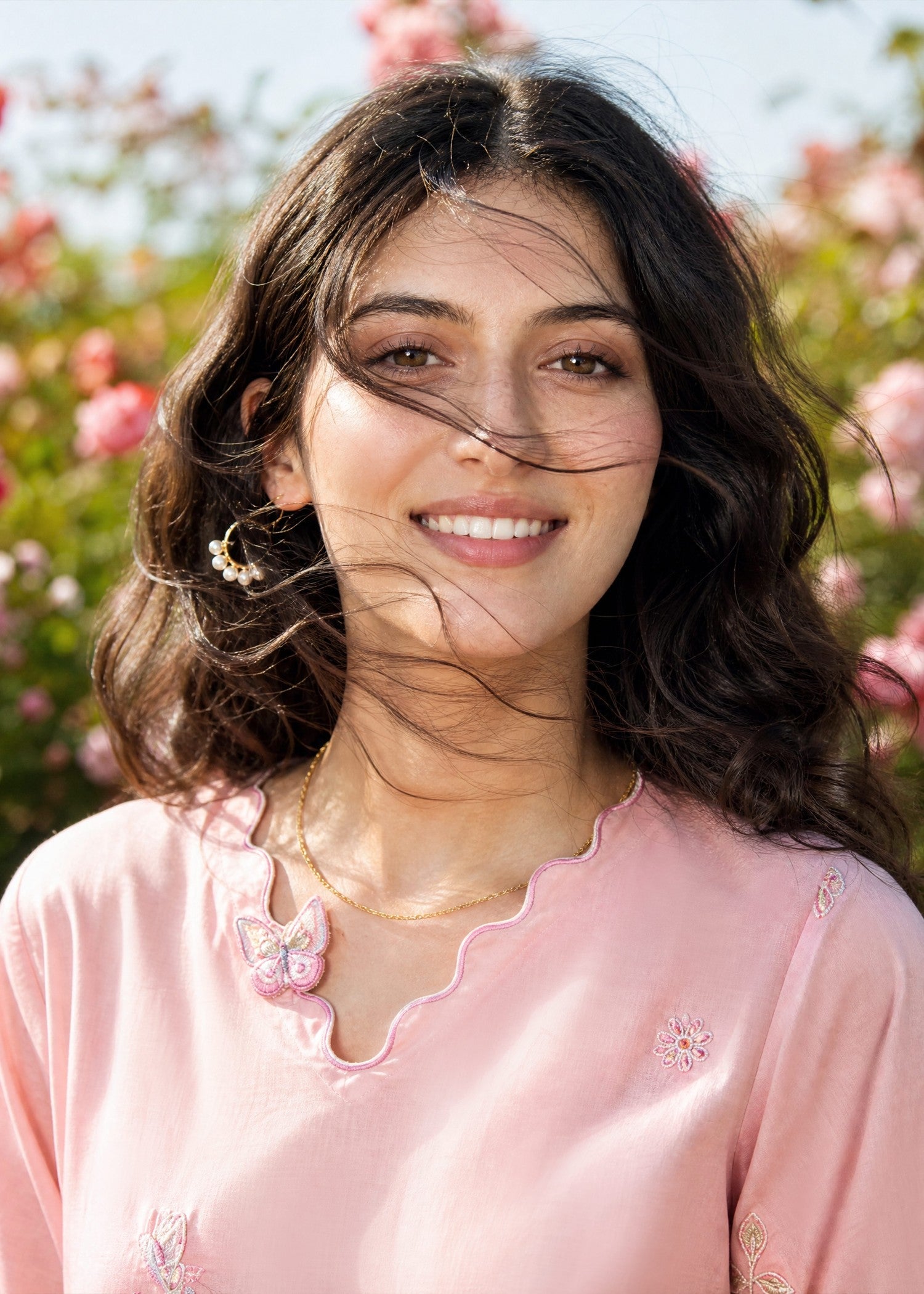 SS26DC-2627 LIGHT PINK 2PCS  EMBROIDERED KURTA WITH TROUSER