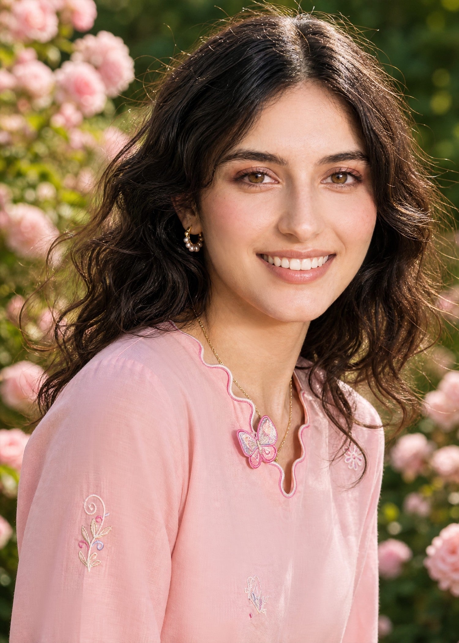 SS26DC-2627 LIGHT PINK 2PCS  EMBROIDERED KURTA WITH TROUSER