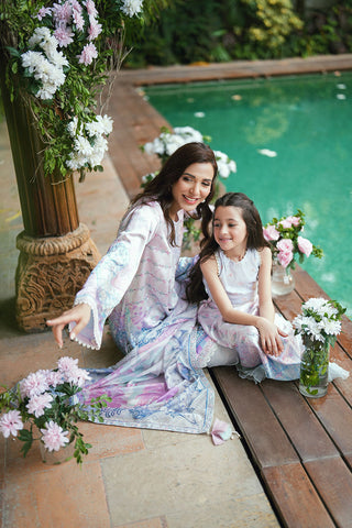 SS25DA-2752 SKY BLUE 2PCS  EMBROIDERED KURTA WITH TROUSER