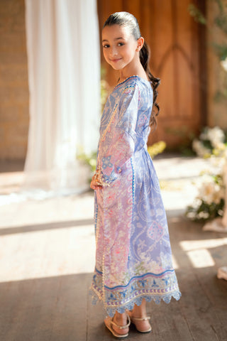 Kids purple shamoz silk kaftan with refined detailing.