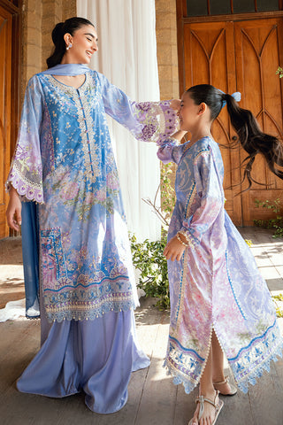 Kids purple shamoz silk kaftan with refined detailing.