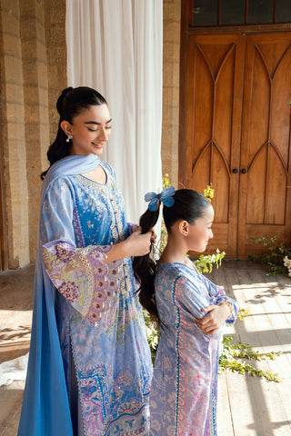 Kids purple shamoz silk kaftan with refined detailing.