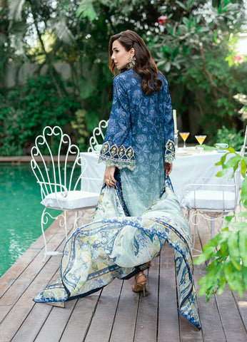 SS25DA-2754 NAVY BLUE 2PCS  EMBROIDERED KURTA WITH TROUSER