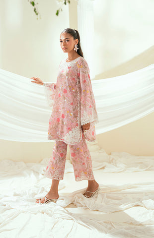 SS25DC-2552 PINK LAWN 2PCS EMBROIDERED KURTA WITH TROUSER