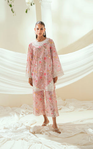 SS25DC-2552 PINK LAWN 2PCS EMBROIDERED KURTA WITH TROUSER