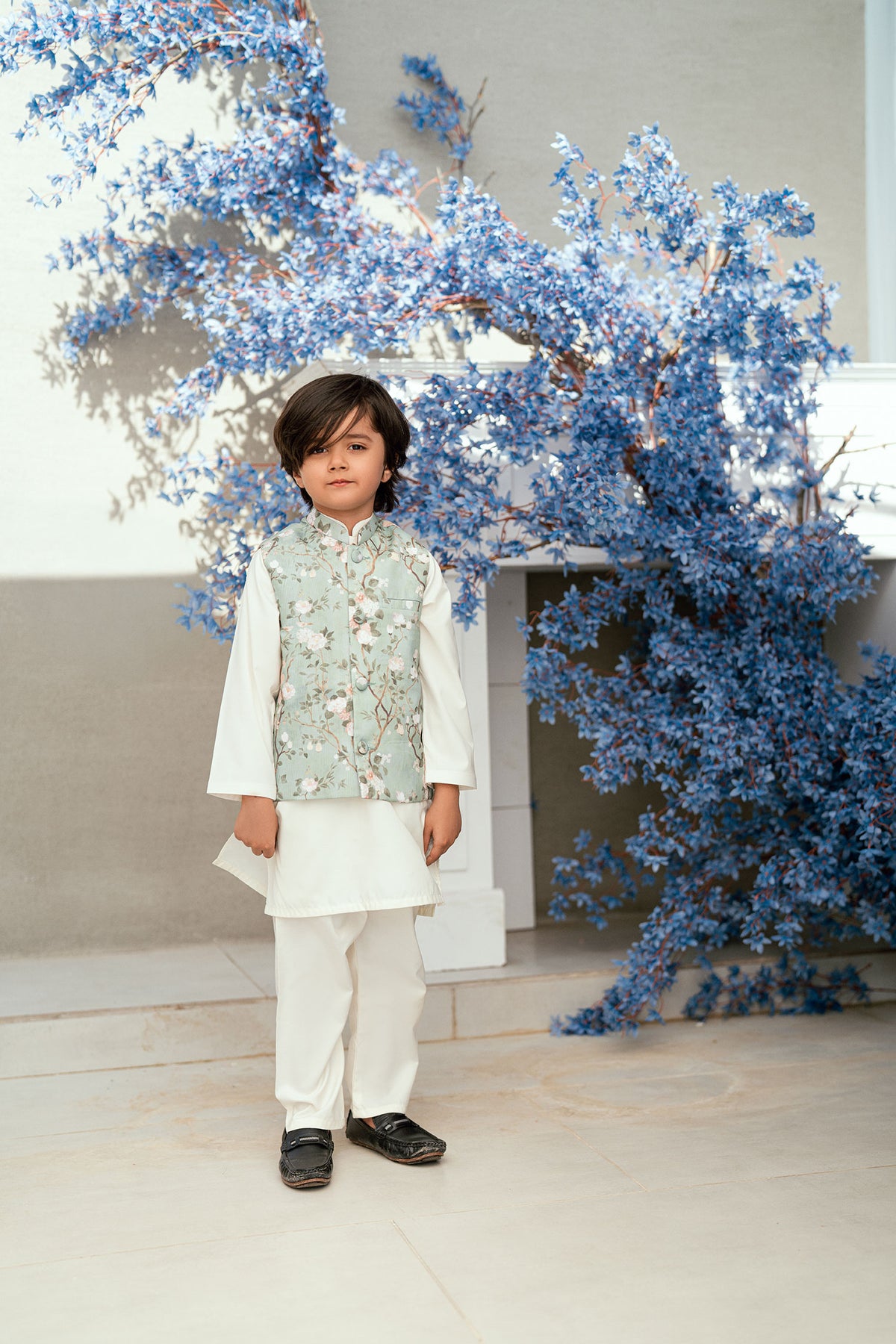 SS25DK-0187 - OFF WHITE -  KURTA ,PAJAMA & WAIST COAT  - 3PCS