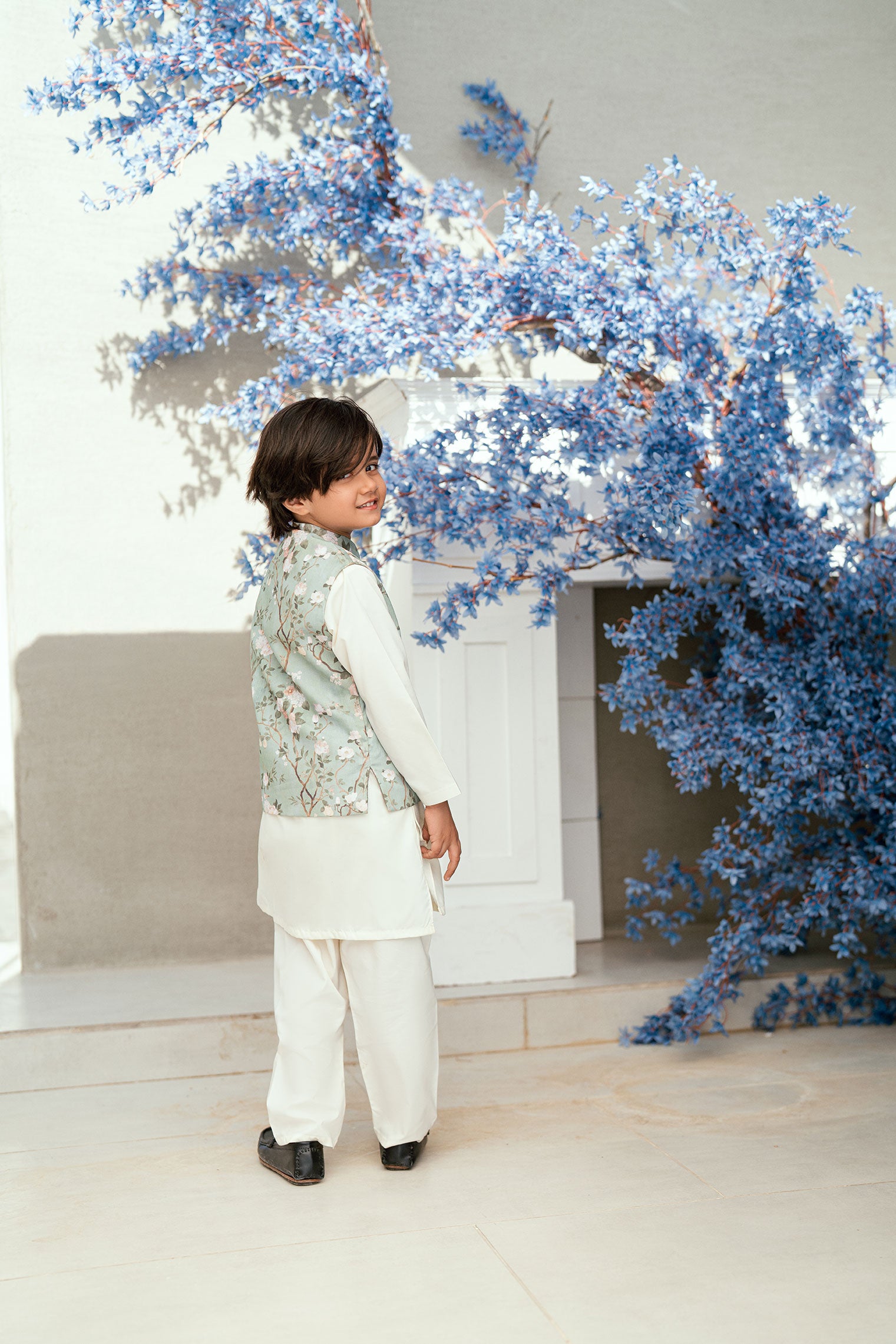 SS25DK-0187 - OFF WHITE -  KURTA ,PAJAMA & WAIST COAT  - 3PCS