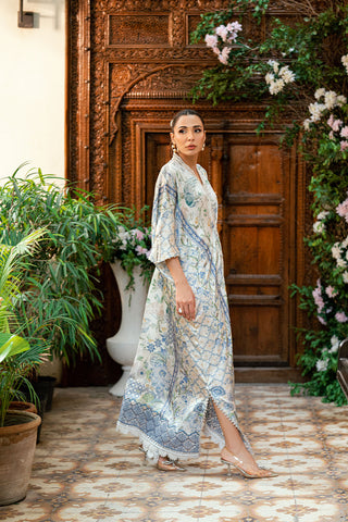 SS25DA-2755 SKY BLUE HAND EMBELLISHED KAFTAN