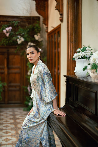 SS25DA-2755 SKY BLUE HAND EMBELLISHED KAFTAN