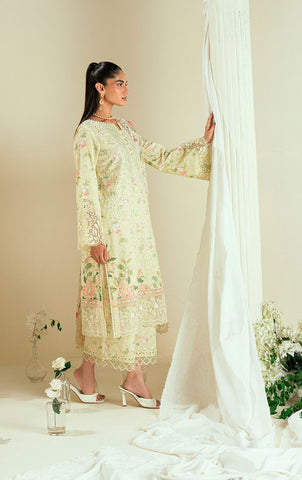 SS25DC-2550 LEMON YELLOW LAWN 2PCS EMBROIDERED KURTA WITH TROUSER