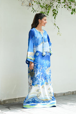 SS26DP-2956 BLUE  - SILK - 1PCS EMBROIDERED KAFTAN