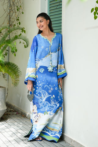 SS26DP-2956 BLUE  - SILK - 1PCS EMBROIDERED KAFTAN