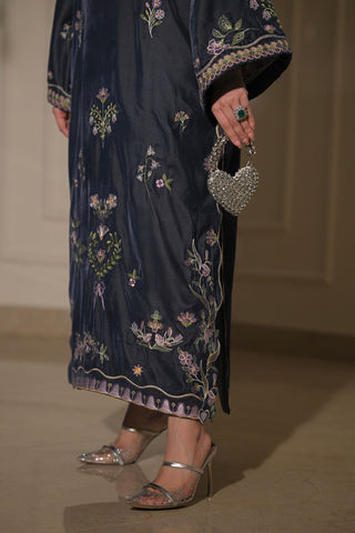 FW26DA-3001 GREY 1PCS EMBROIDERED KAFTAN