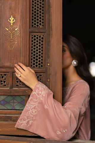 FW26DA-3006 DUSTY-ROSE 2PCS  EMBROIDERED KURTA WITH TROUSER