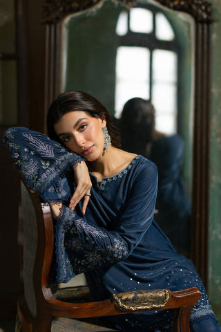 FW26DA-3011 GREY 2PCS  EMBROIDERED KURTA WITH TROUSER