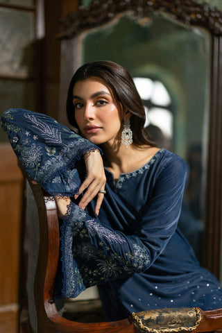 FW26DA-3011 GREY 2PCS  EMBROIDERED KURTA WITH TROUSER