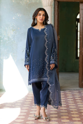 FW26DA-3011 GREY 2PCS  EMBROIDERED KURTA WITH TROUSER