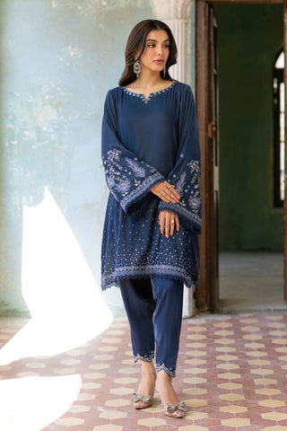 FW26DA-3011 GREY 2PCS  EMBROIDERED KURTA WITH TROUSER
