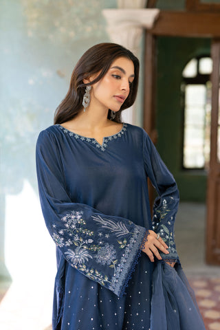 FW26DA-3011 GREY 2PCS  EMBROIDERED KURTA WITH TROUSER