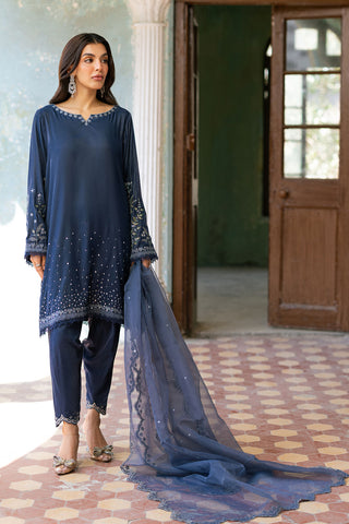 FW26DA-3011 GREY 2PCS  EMBROIDERED KURTA WITH TROUSER