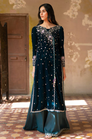 FW26DA-3017 GREEN 2PCS  EMBROIDERED KURTA WITH TROUSER