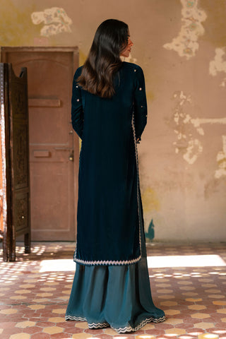 FW26DA-3017 GREEN 2PCS  EMBROIDERED KURTA WITH TROUSER