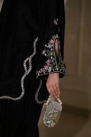FW26DA-3022 BLACK 2PCS  EMBROIDERED KURTA WITH TROUSER