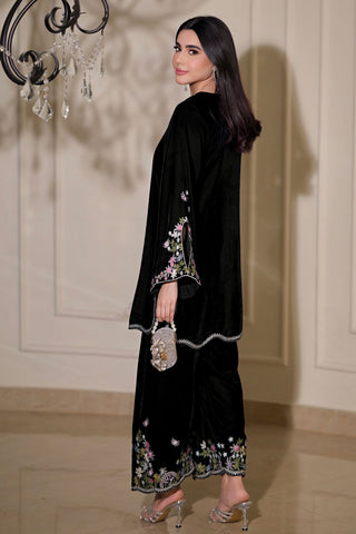 FW26DA-3022 BLACK 2PCS  EMBROIDERED KURTA WITH TROUSER