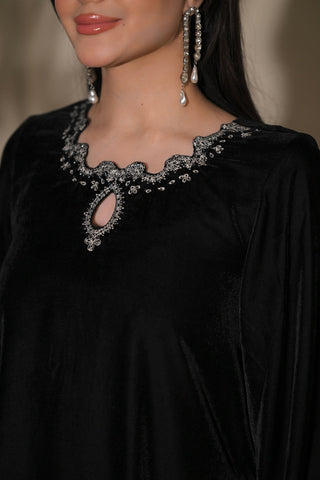 FW26DA-3022 BLACK 2PCS  EMBROIDERED KURTA WITH TROUSER