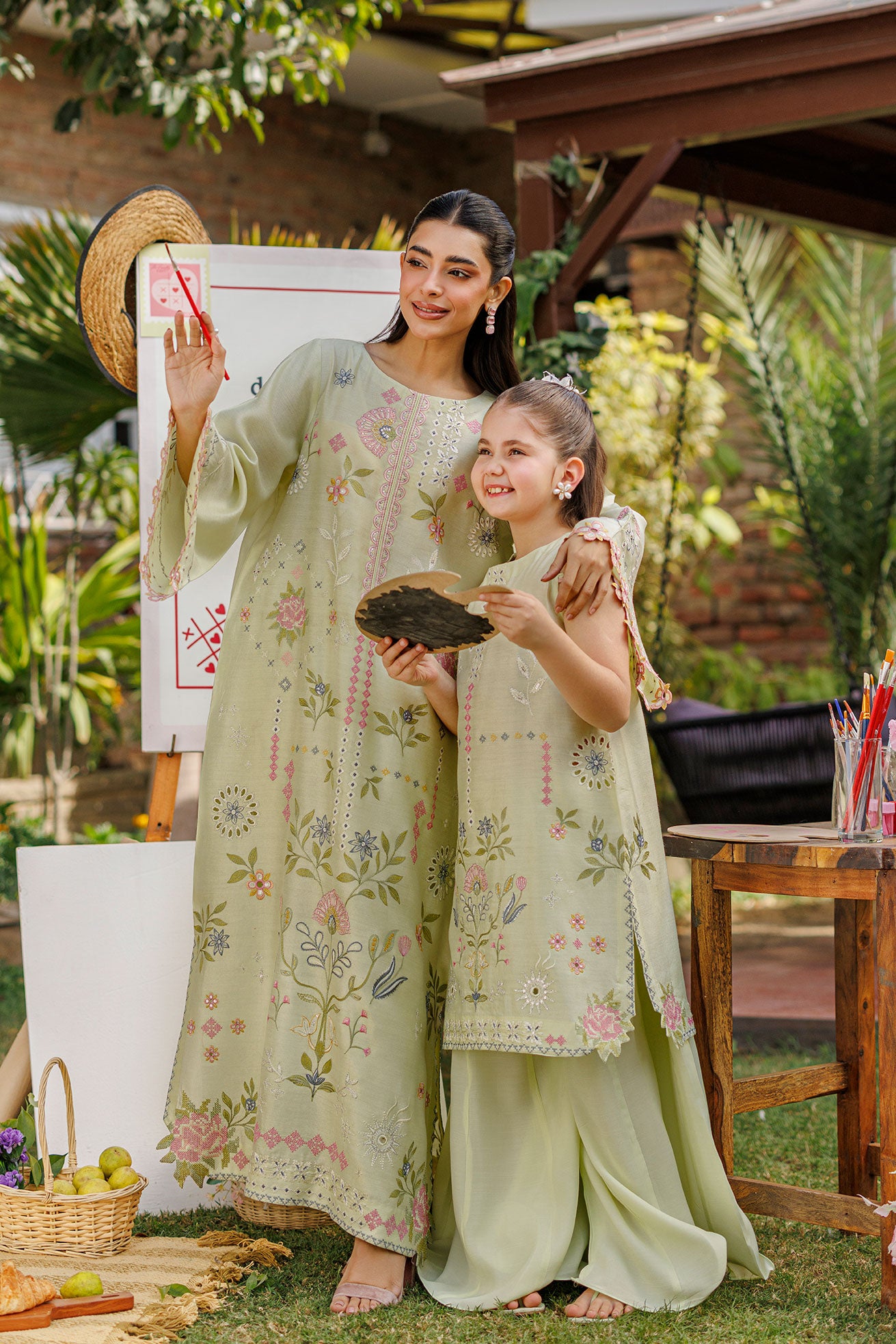 SS26DA-2904 MINT GREEN 2PCS  EMBROIDERED KURTA WITH TROUSER