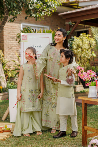 SS26DA-2904 MINT GREEN 2PCS  EMBROIDERED KURTA WITH TROUSER